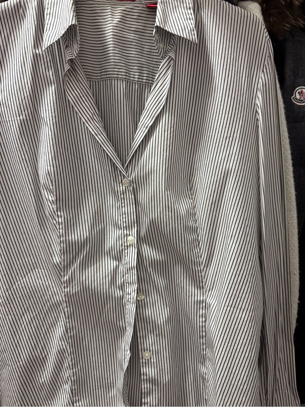 Hugo Boss White And Black Striped Shirt With Red Labels